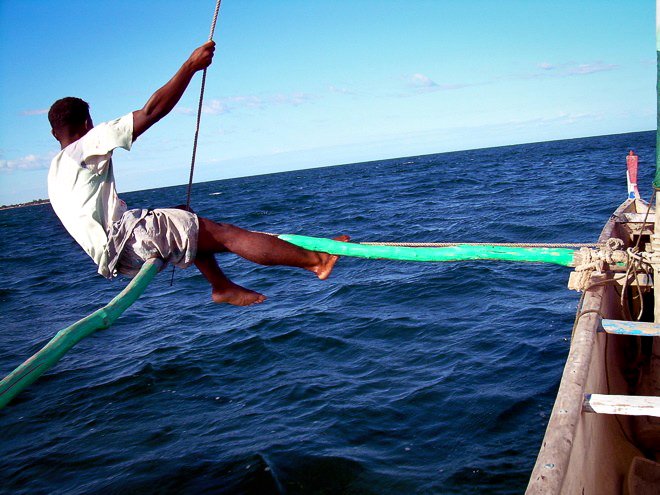 Pirogue on the sea, Madagascar, 2006